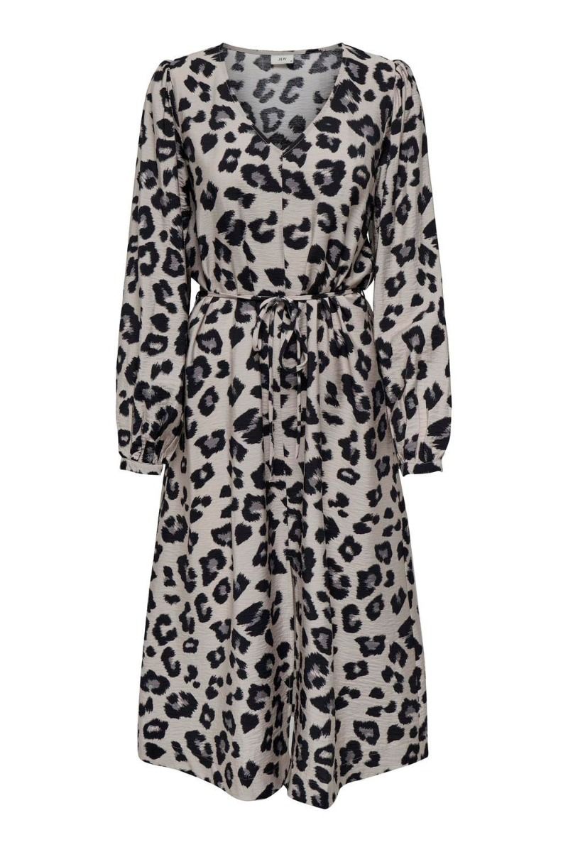 JDY - Kjole - JDY Caroline L/S Midi Slit Dress - Dove December/Sky Leo