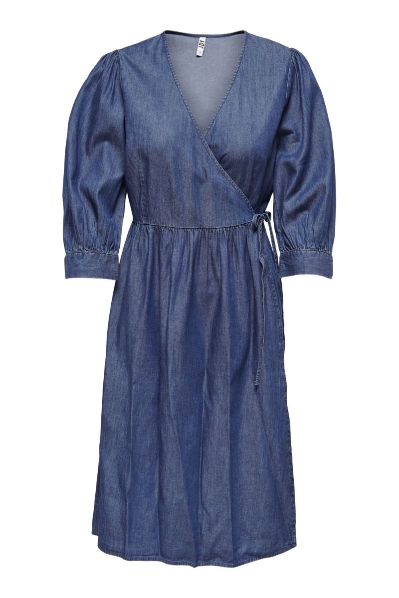 JDY - Kjole - Casper 3/4 Wrap Dress - Medium Blue Denim