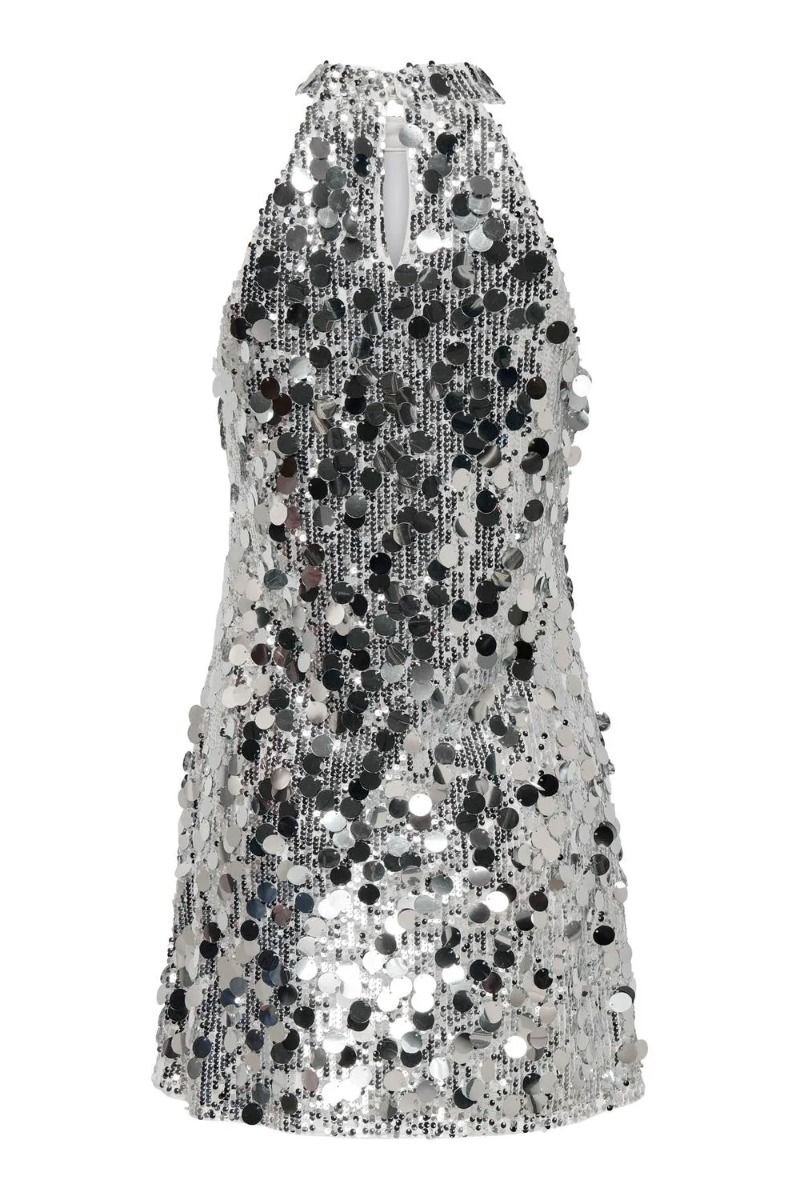 JDY - Kjole - JDY Claire S/L Sequins Halter Dress - Silver