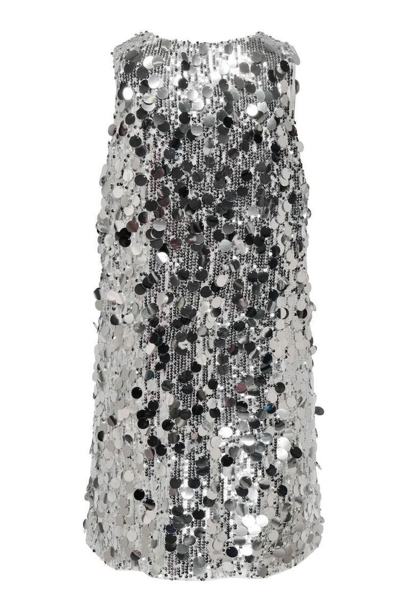 JDY - Kjole - JDY Claire S/L Sequins V-Neck Dress - Silver