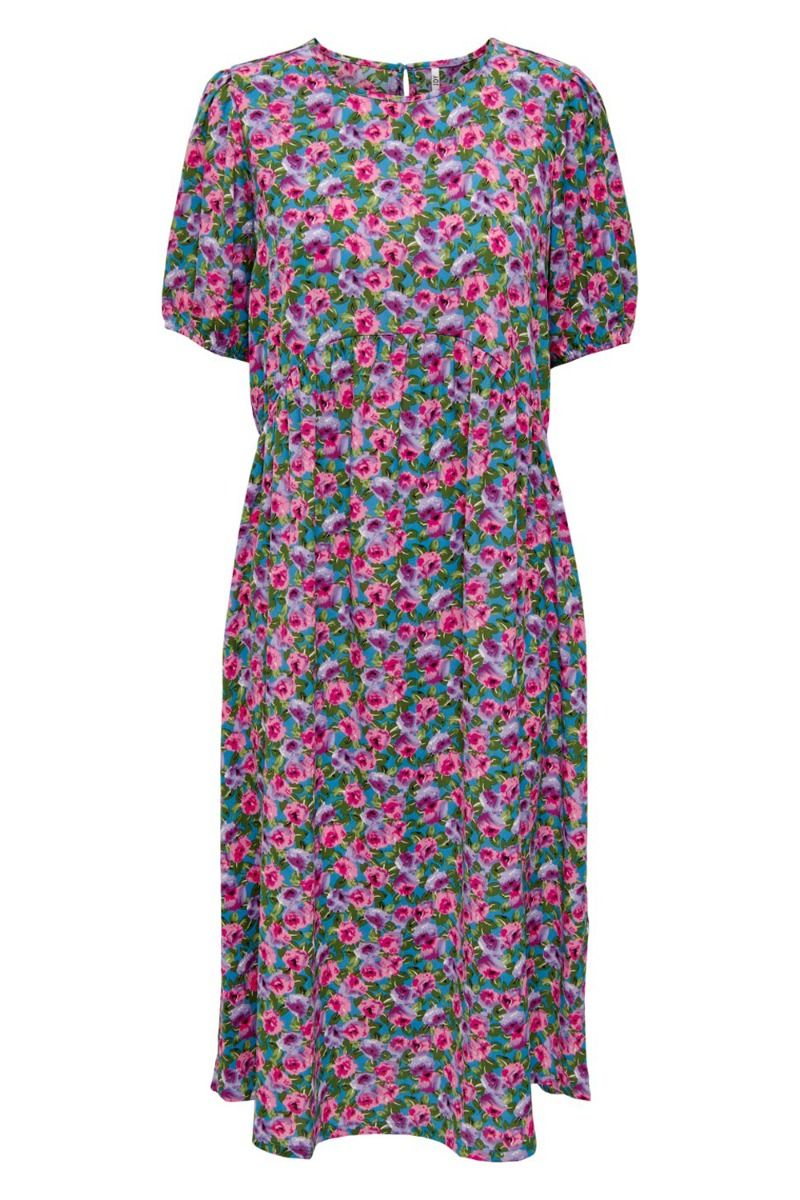 JDY - Kjole - JDY Ella 2/4 Midi Dress - Bluejay/Roses