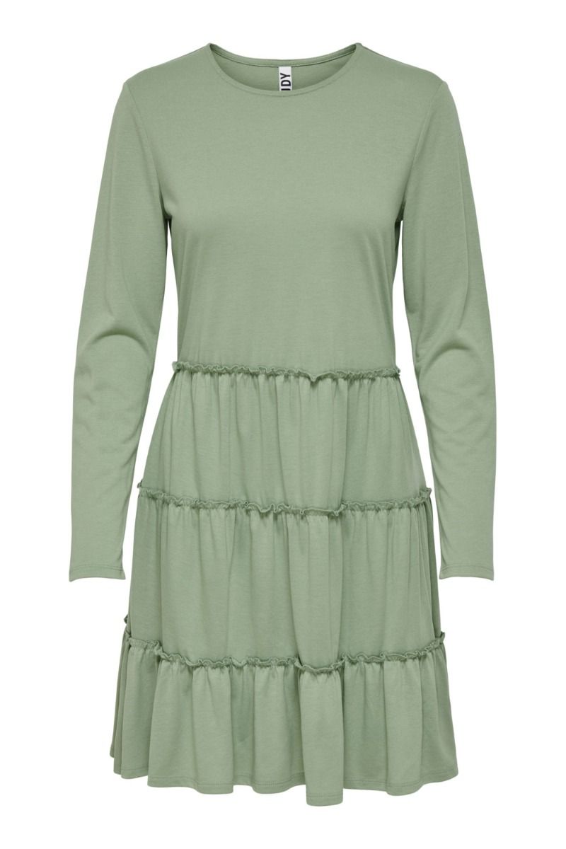 JDY - Kjole - Frosty L/S Short Layer Dress - Basil