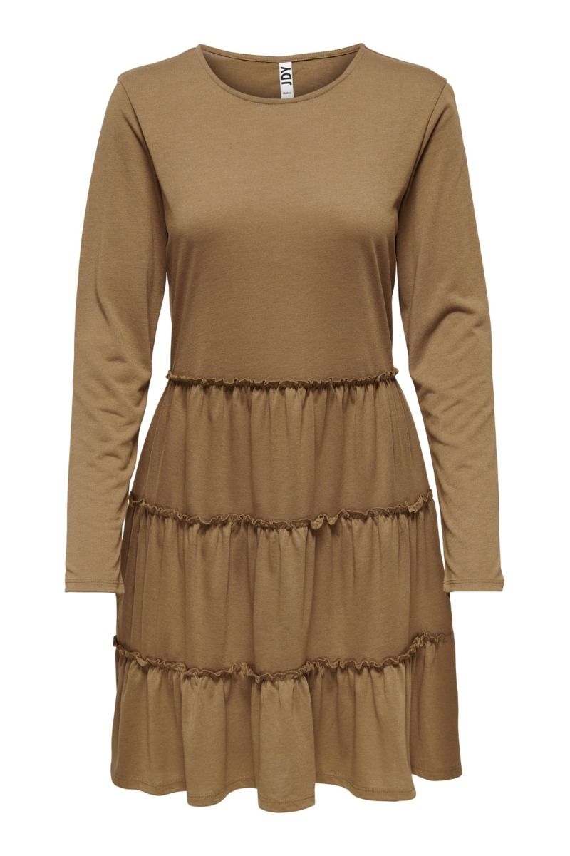 JDY - Kjole - Frosty L/S Short Layer Dress - Toasted Coconut