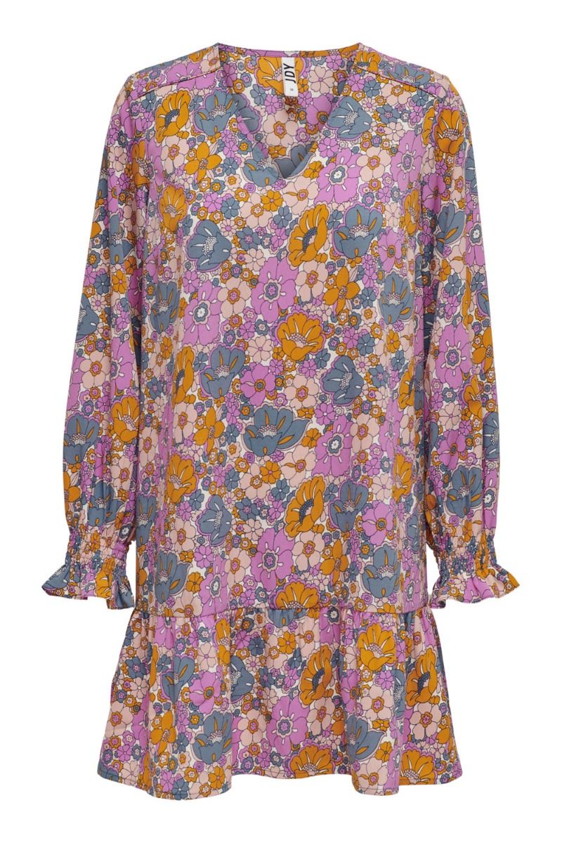 JDY - Kjole - Heather L/S V-Neck Dress - Sandshell