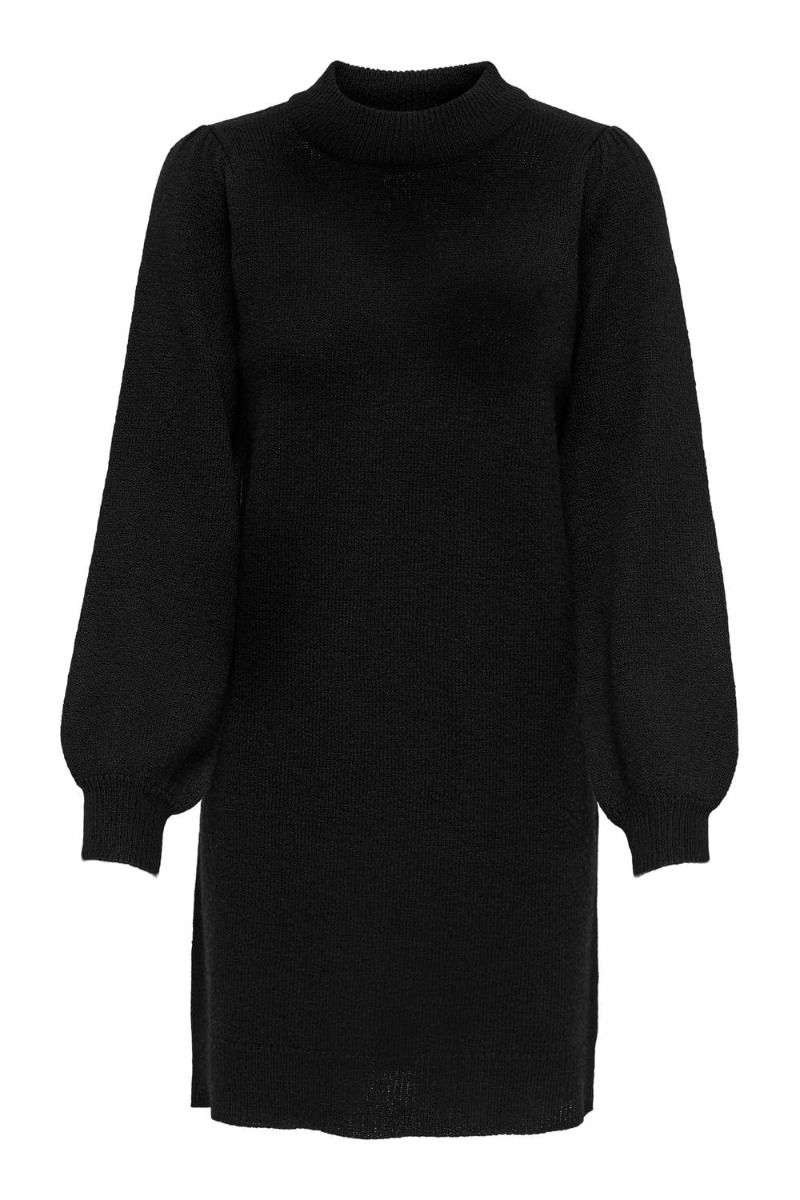 JDY - Kjole - JDY Rue LS High Neck Dress KNT - Black