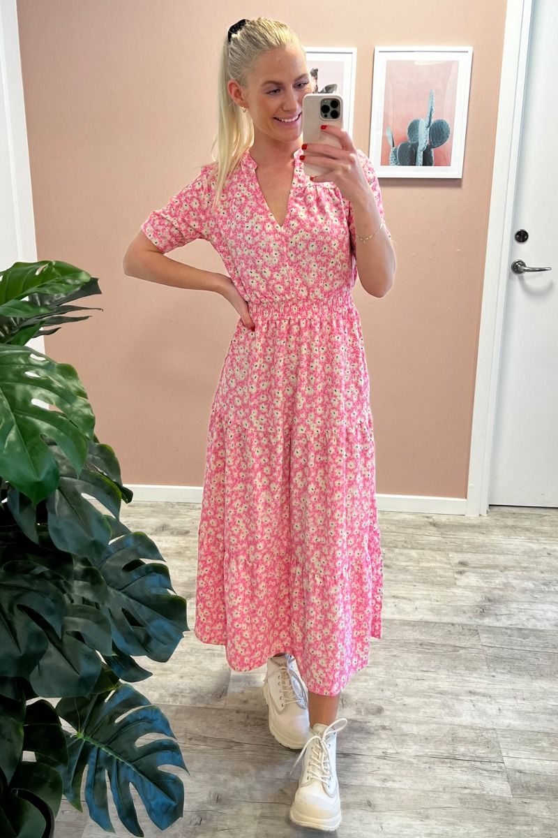 JDY - Kjole - JDY Lotus SS Long Dress - Nosegay/Pop Flower