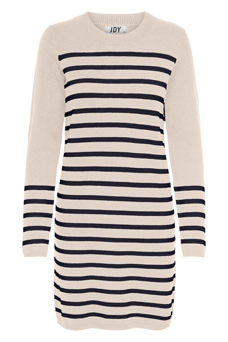 JDY - Kjole - JDY Marco L/S Striped Dress Knit - Cement