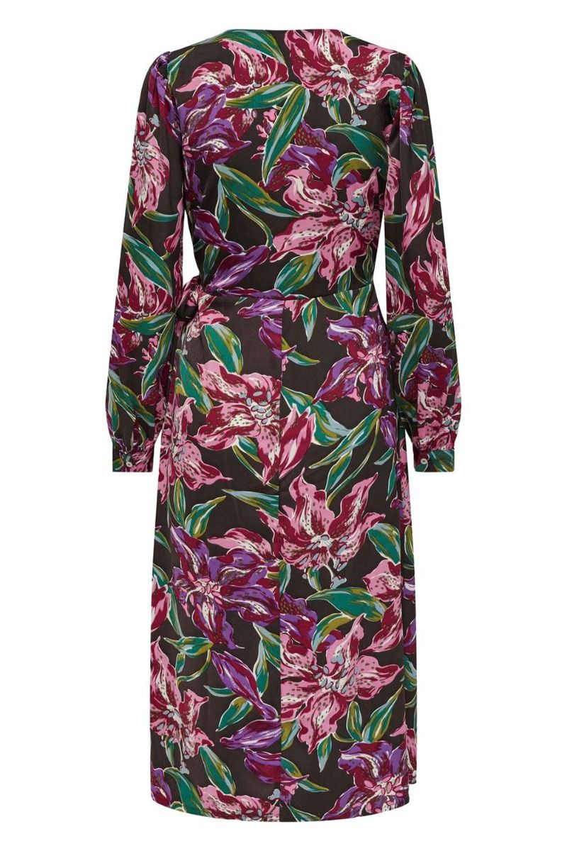 JDY - Kjole - JDY Marnia L/S Wrap Dress - Peat