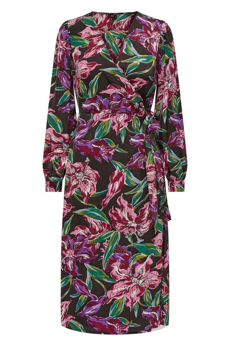 JDY - Kjole - JDY Marnia L/S Wrap Dress - Peat