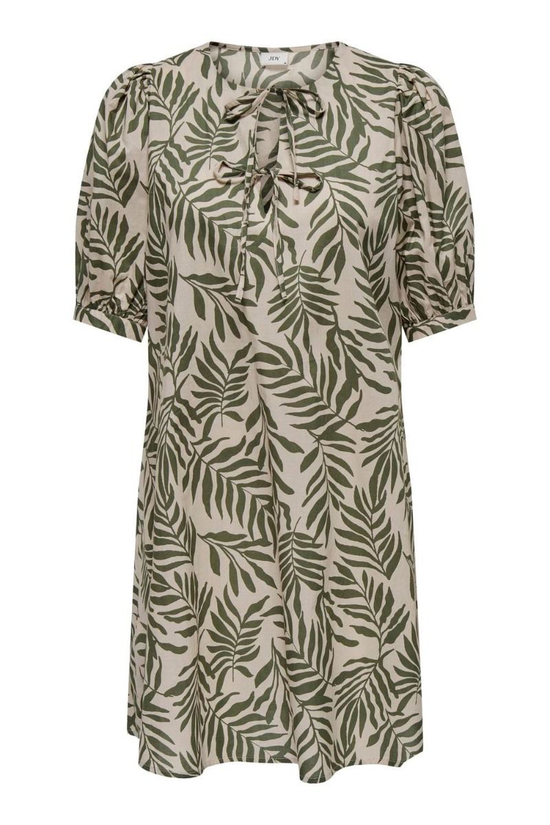 JDY - Kjole - JDY Mia 2/4 Tie Neck Midi Dress - Cement/Deep Lichen