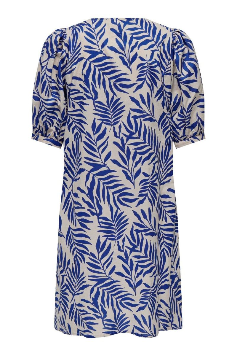 JDY - Kjole - JDY Mia 2/4 Tie Neck Midi Dress - Cement/Surf The Web