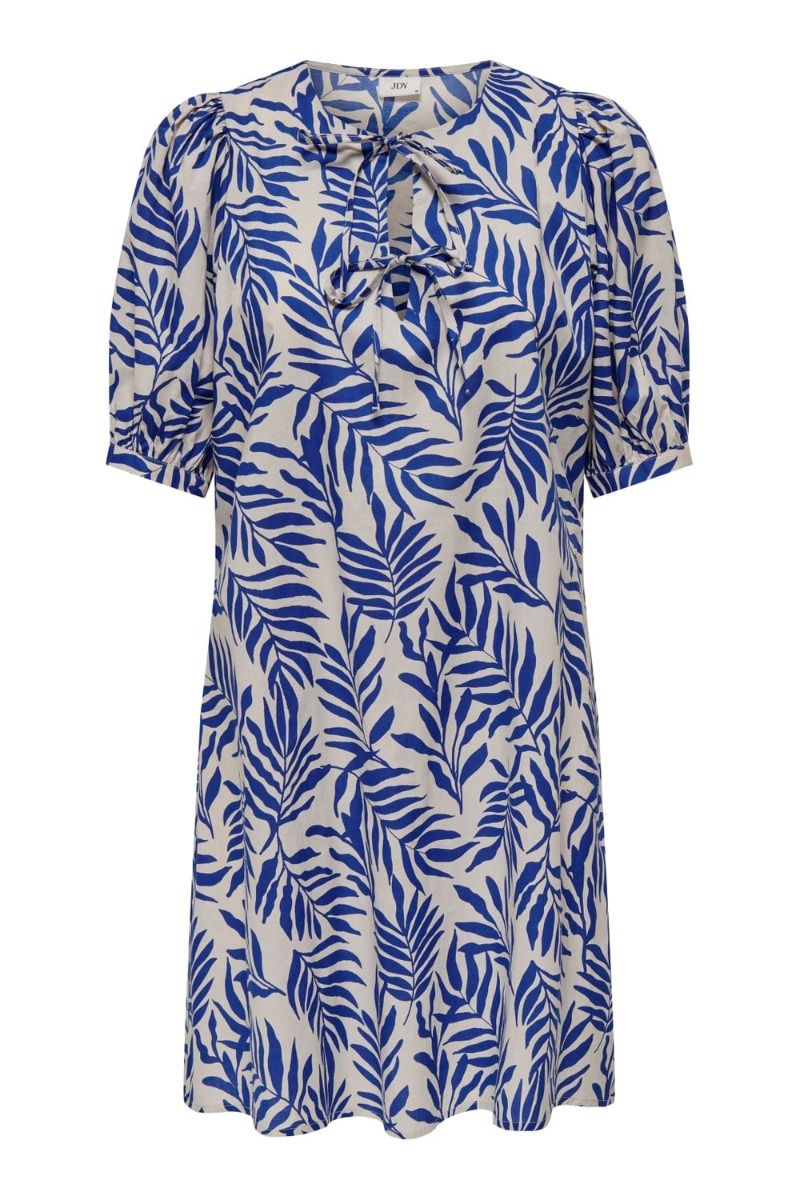 JDY - Kjole - JDY Mia 2/4 Tie Neck Midi Dress - Cement/Surf The Web