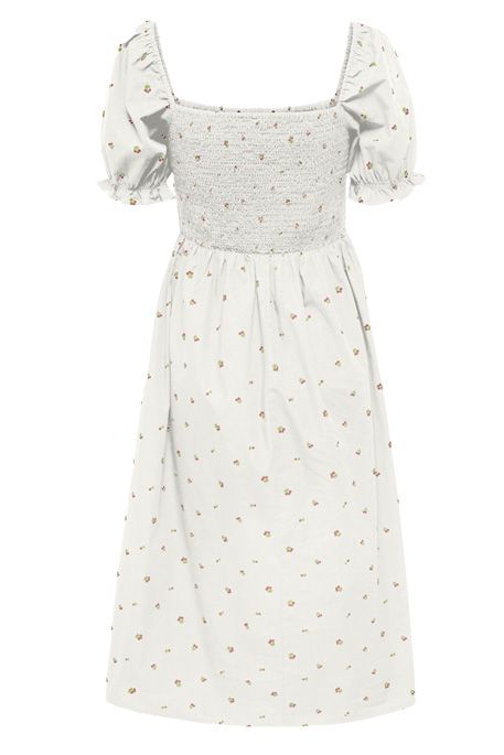 JDY - Kjole - JDY Milla SS Smock Dress - White/Cherry 