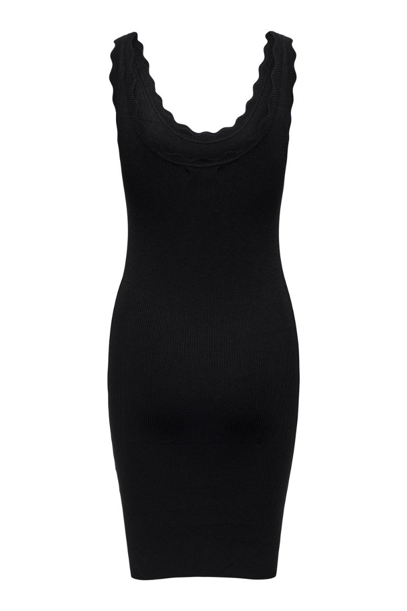 JDY - Kjole - JDY Nanna S/L Scallop Edge Dress - Black