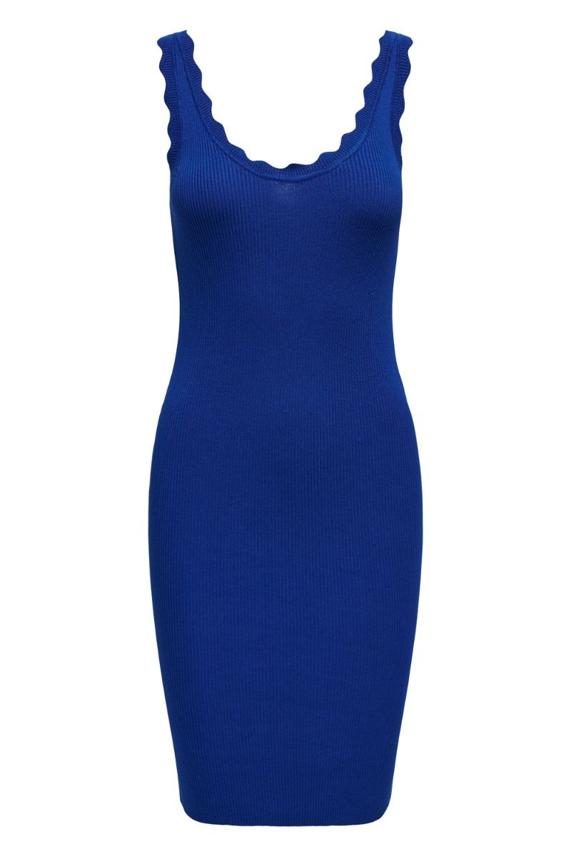 JDY - Kjole - JDY Nanna S/L Scallop Edge Dress - Surf the Web