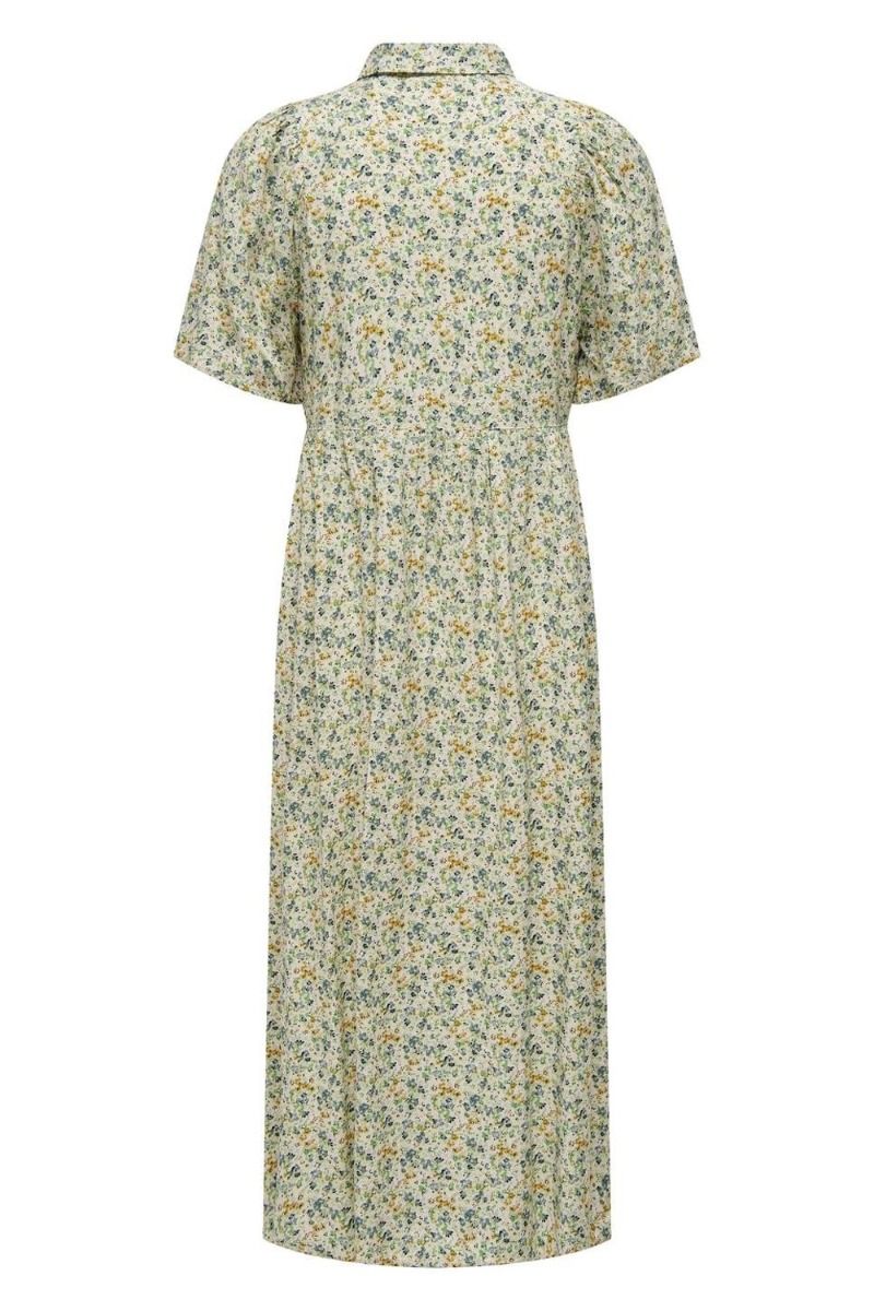 JDY - Kjole - JDY Nile Life 2/4 Midi Shirt Dress - Basil