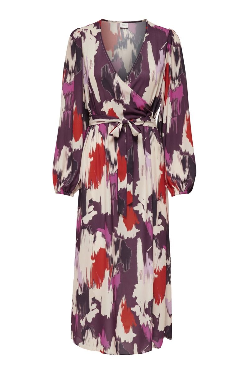 JDY - Paige L/S Wrap Midi Dress - Ecru/Graphic