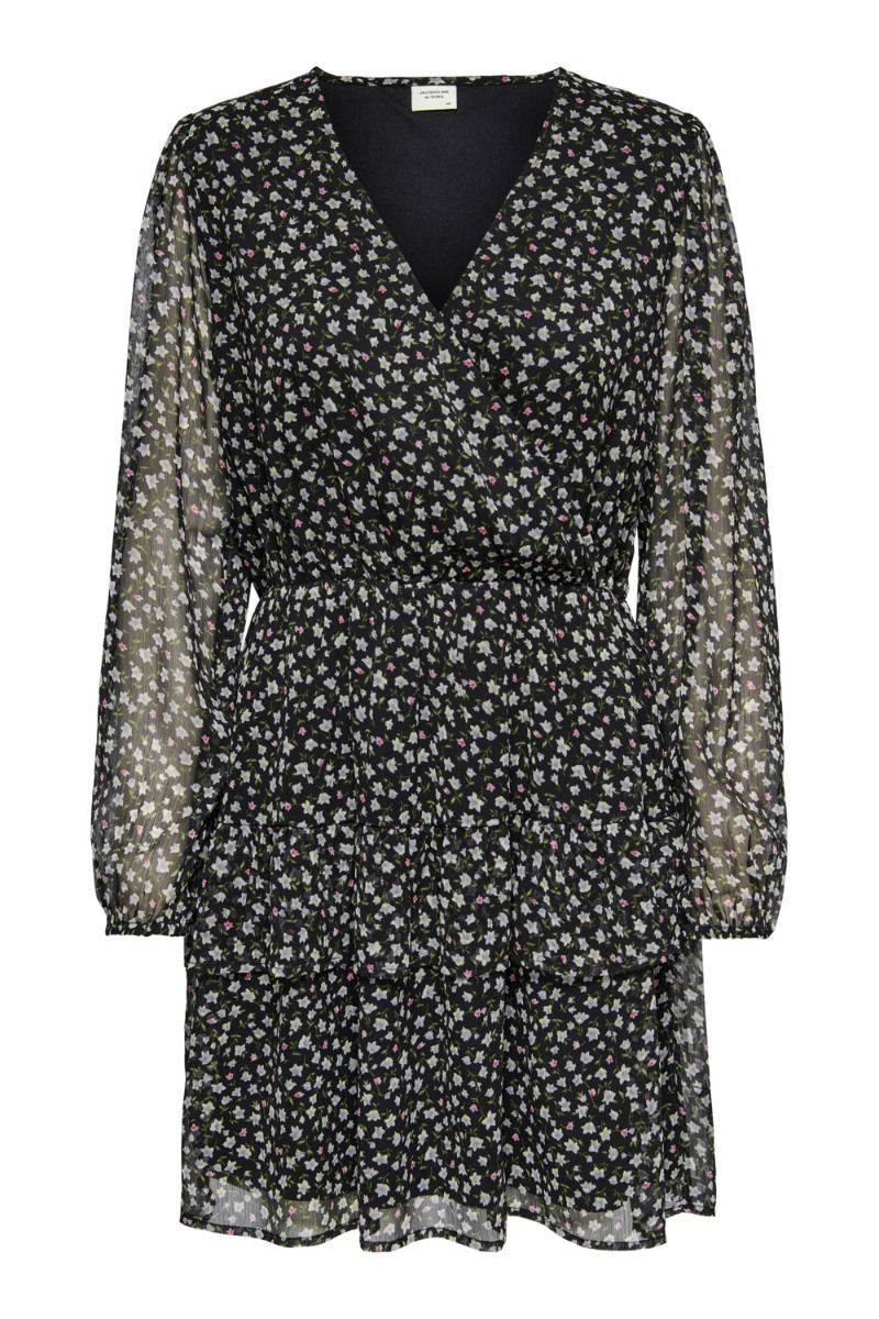 JDY - Kjole - Penelope L/S Dress - Black/Small Grey Flower