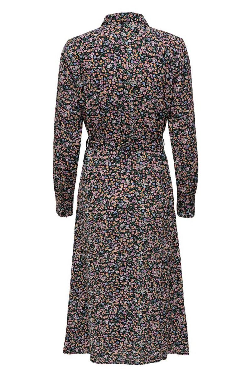 JDY - Kjole - Piper LS Above Calf Dress - Black/Vibrant Small Flower