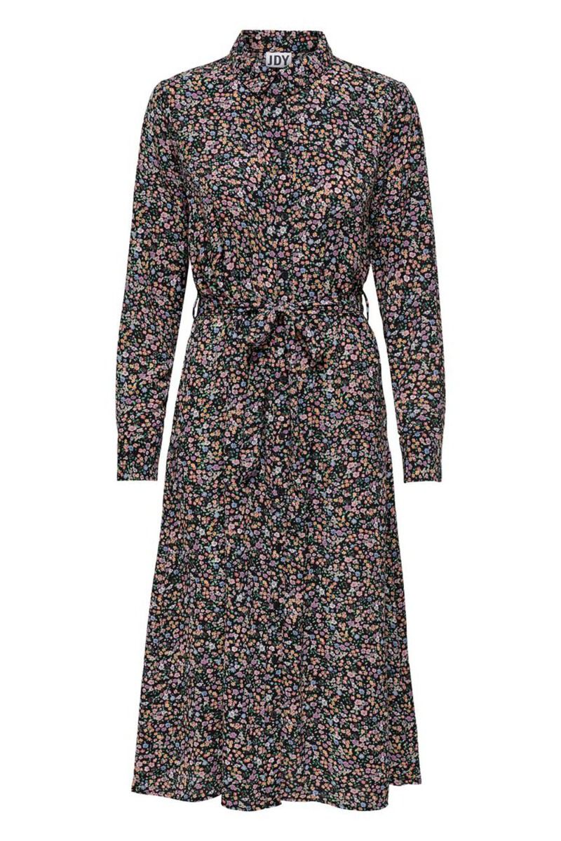 JDY - Kjole - Piper LS Above Calf Dress - Black/Vibrant Small Flower