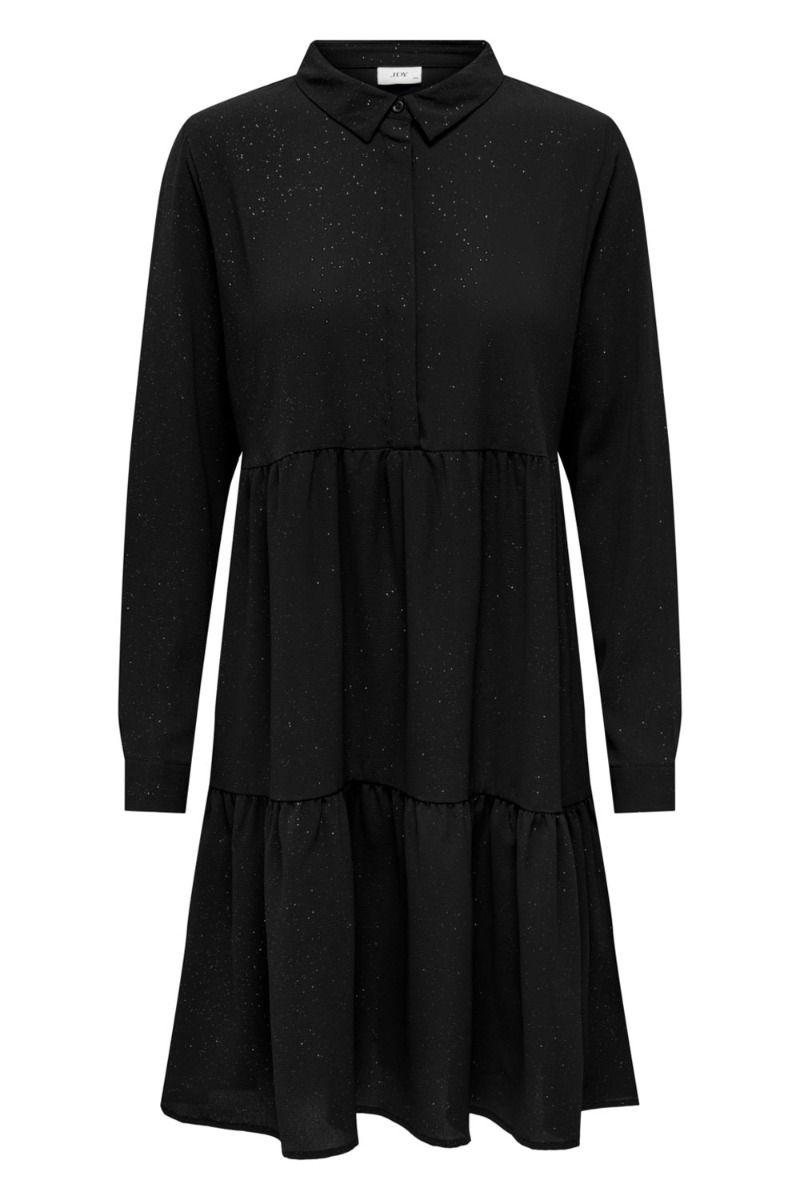 JDY - Kjole - JDY Piper L/S Foil Shirt Dress - Black