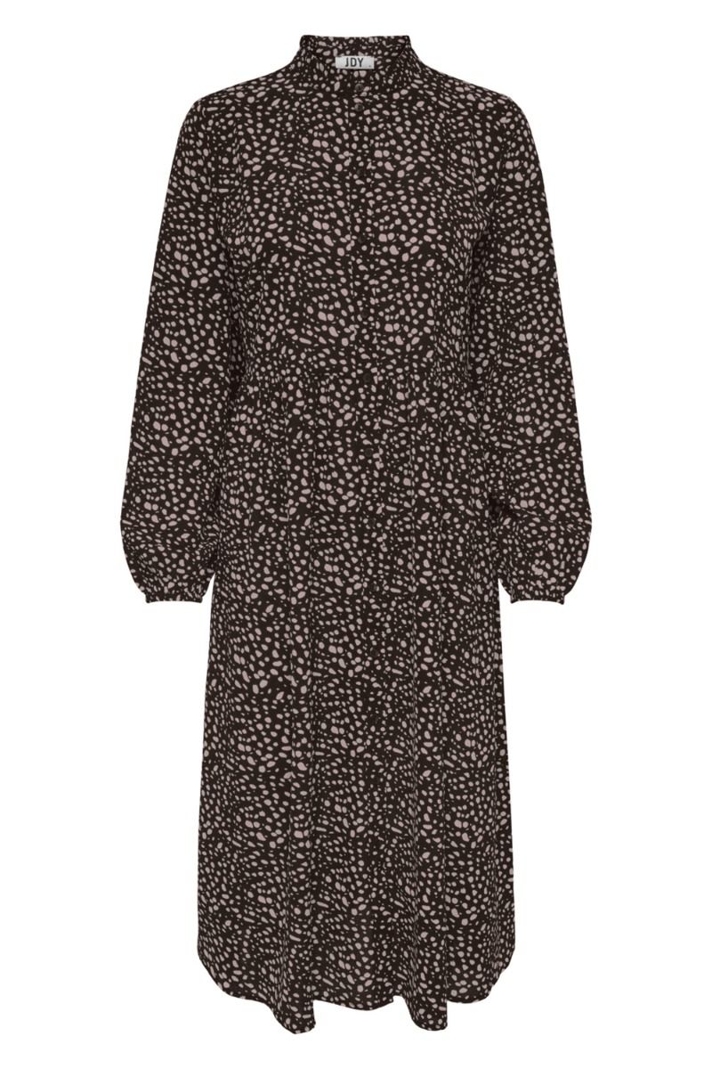 JDY - Kjole - Piper LS Midi Dress - Chocolate Brown/Nostalgia Rose Abstract Leo