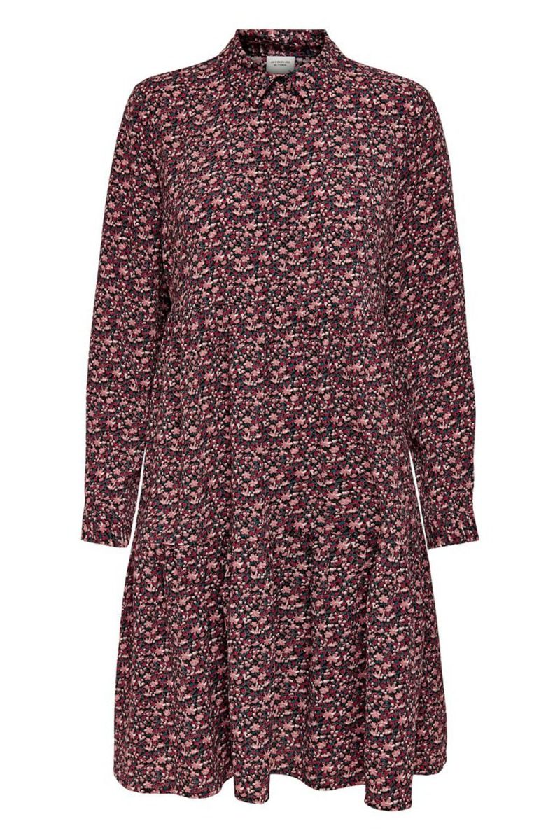 JDY - Kjole - Piper LS Shirt Dress - Black/Rosa Flower