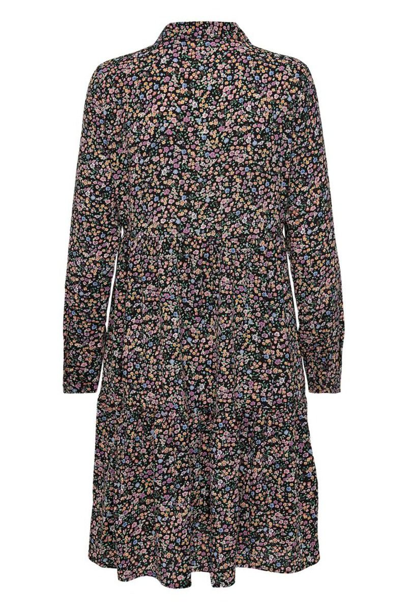 JDY - Kjole - Piper LS Shirt Dress - Black/Vibrant Small Flower