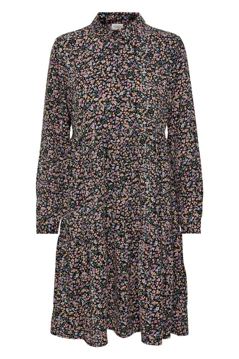 JDY - Kjole - Piper LS Shirt Dress - Black/Vibrant Small Flower