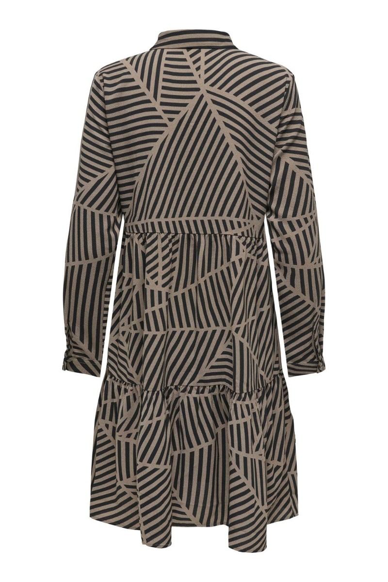 JDY - Kjole - JDY Piper LS AOP Shirt Dress - Walnut 