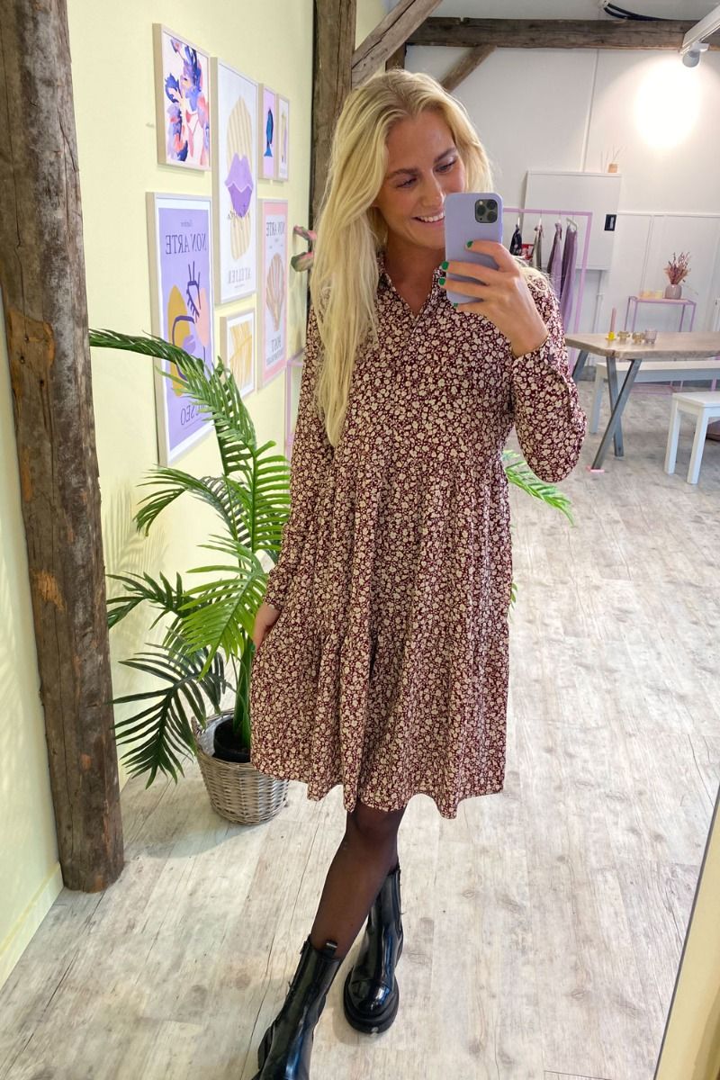 JDY - Kjole - Piper LS Shirt Dress - Zinfandel/Simple Flower
