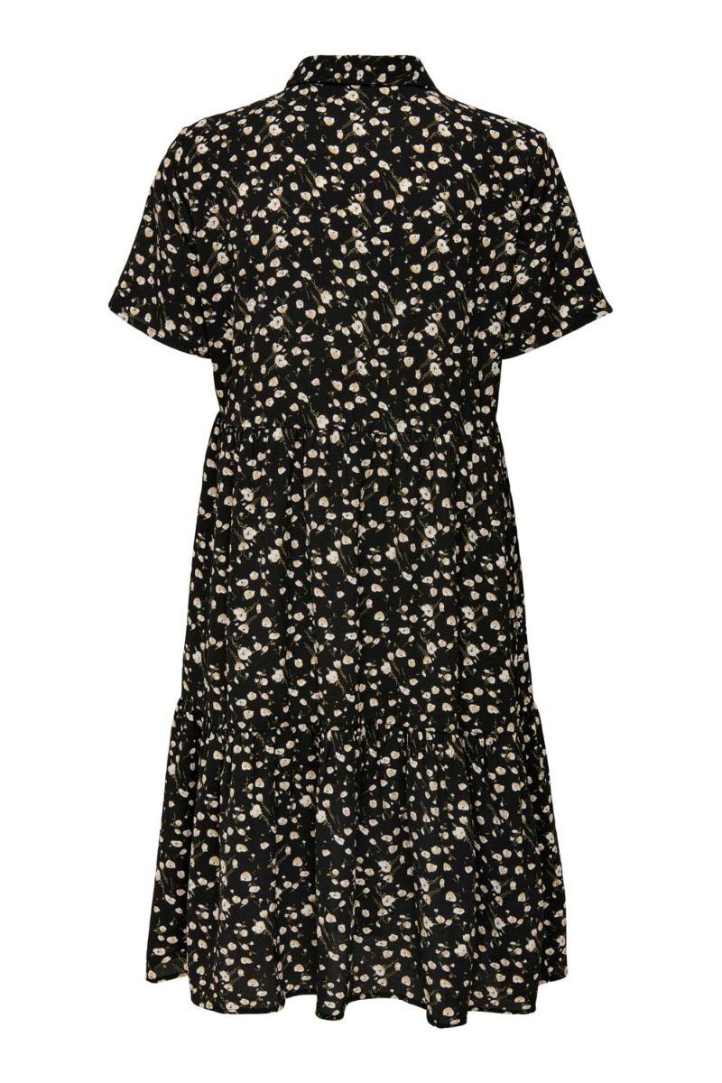 JDY - Kjole - JDY Piper ss Shirt Dress - Black/New Wheat