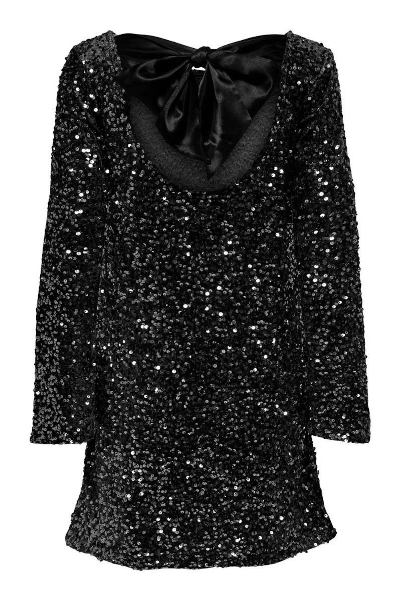 JDY - Kjole - Jdysara L/S Bow Sequins Dress - Black