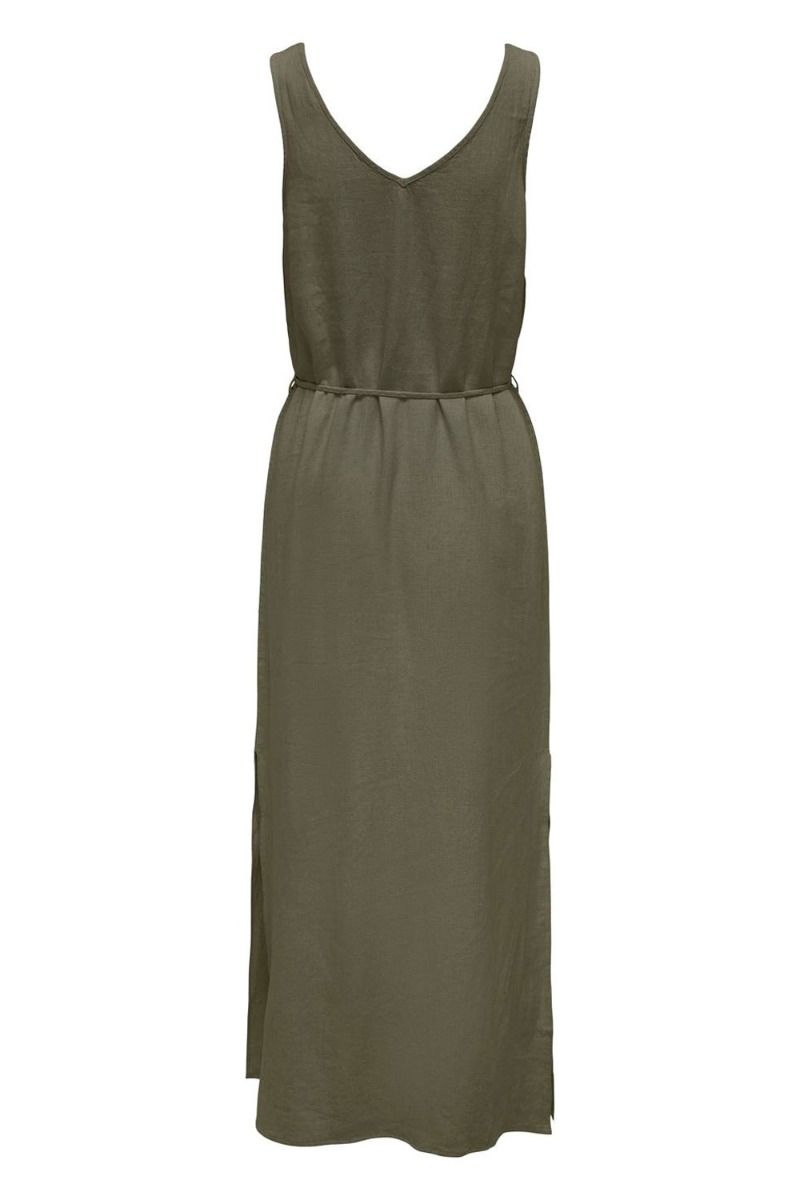 JDY - Kjole - JDY Say S/L Linen Maxi Tie Dress Dia - Kalamata 