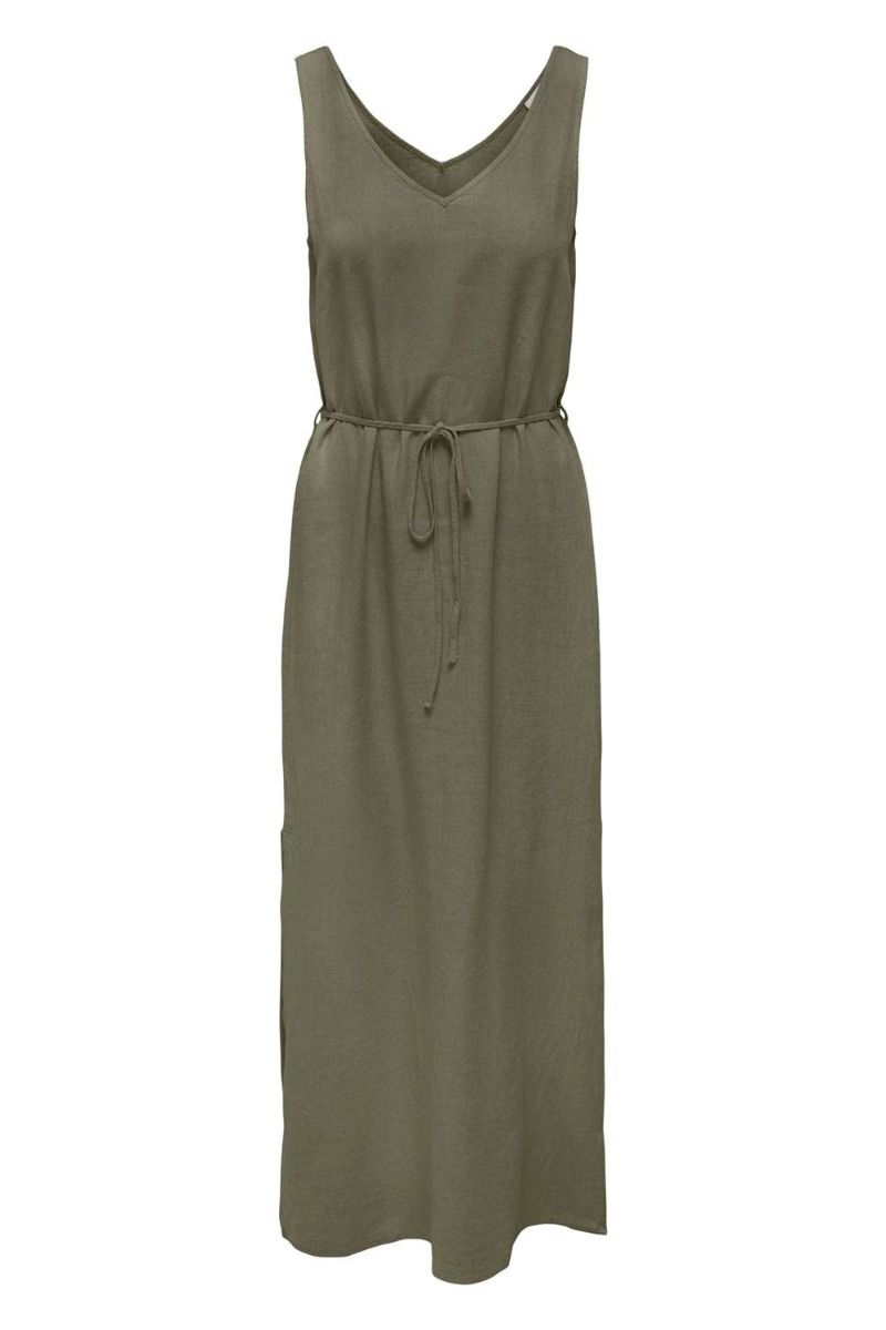 JDY - Kjole - JDY Say S/L Linen Maxi Tie Dress Dia - Kalamata 