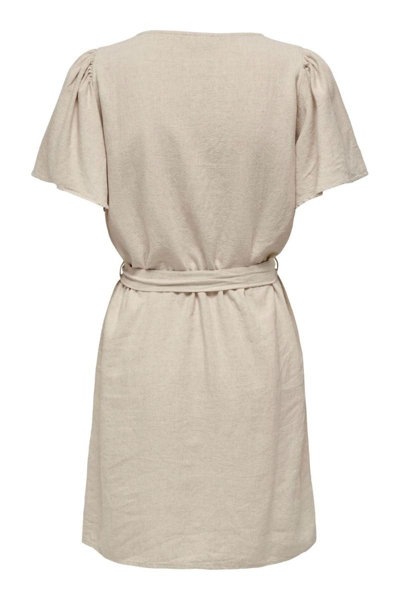 JDY - Kjole - JDY Say S/S Linen Bell Dress - Oatmeal
