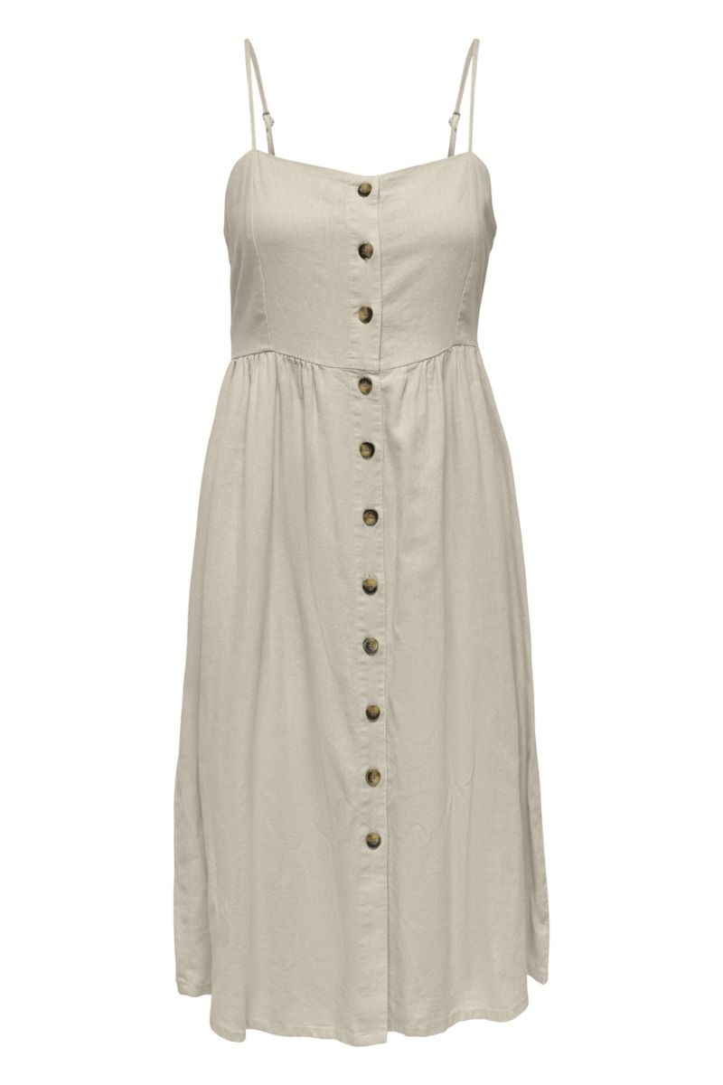 JDY - Kjole - JDY Say Strap Below Knee Linen Dress - Oatmeal