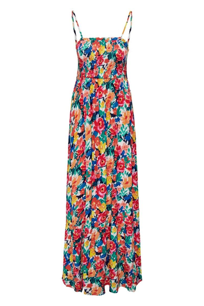 JDY - Kjole - JDY Starr Life Smock Maxi Dress - Tapioca/Flower Navy