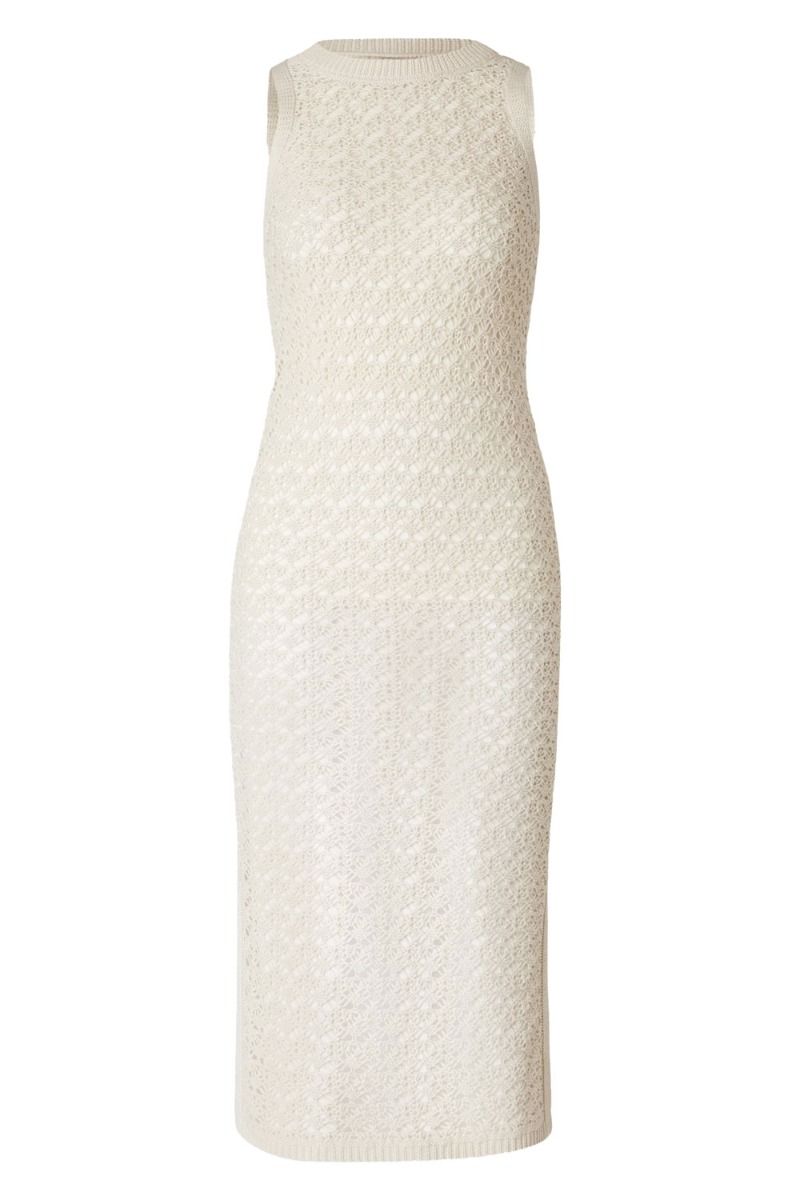 JDY - Kjole - JDY Sun Evelyn S/L O-Neck Slit Dress - Tapioca