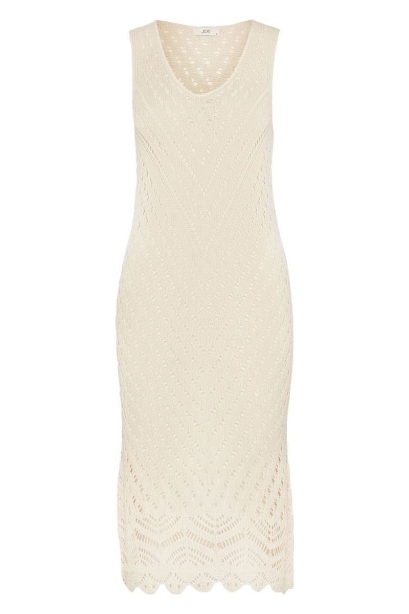 JDY - Kjole - JDY Sun S/L V-Neck Dress - Tapioca