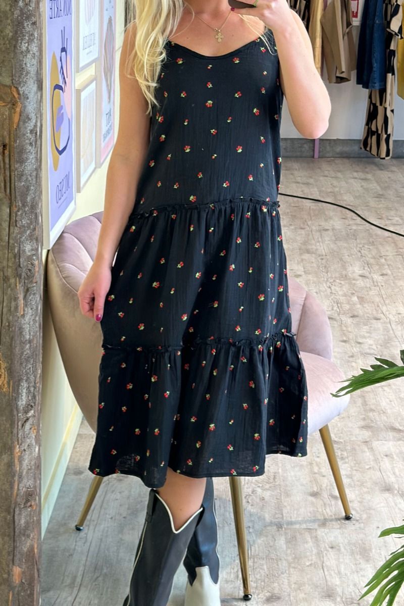 JDY - Kjole - JDY Theis Midi Strap Frill Dress - Black