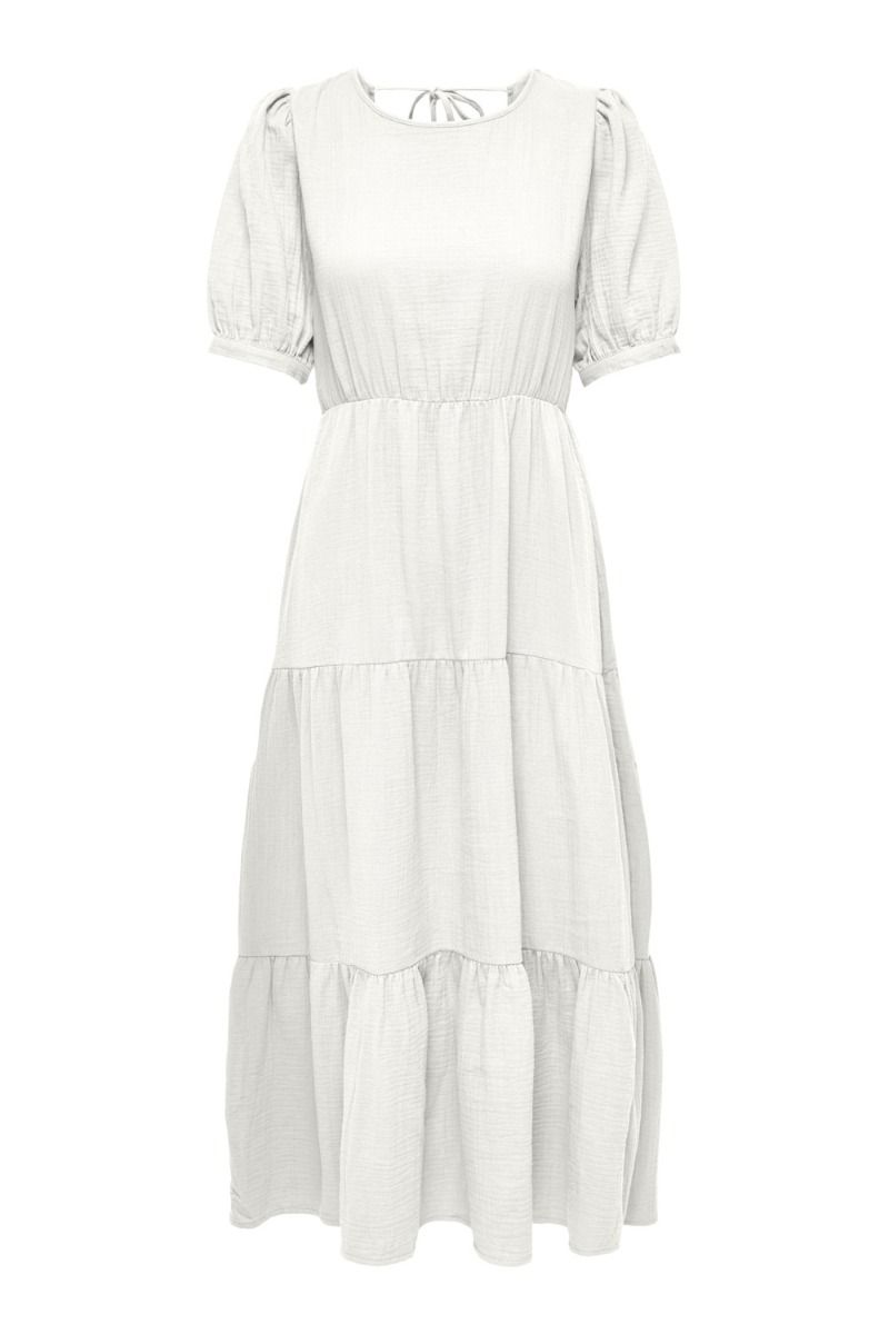 JDY - Kjole - JDY Theis S/S Mid Calf Dress - Cloud Dancer