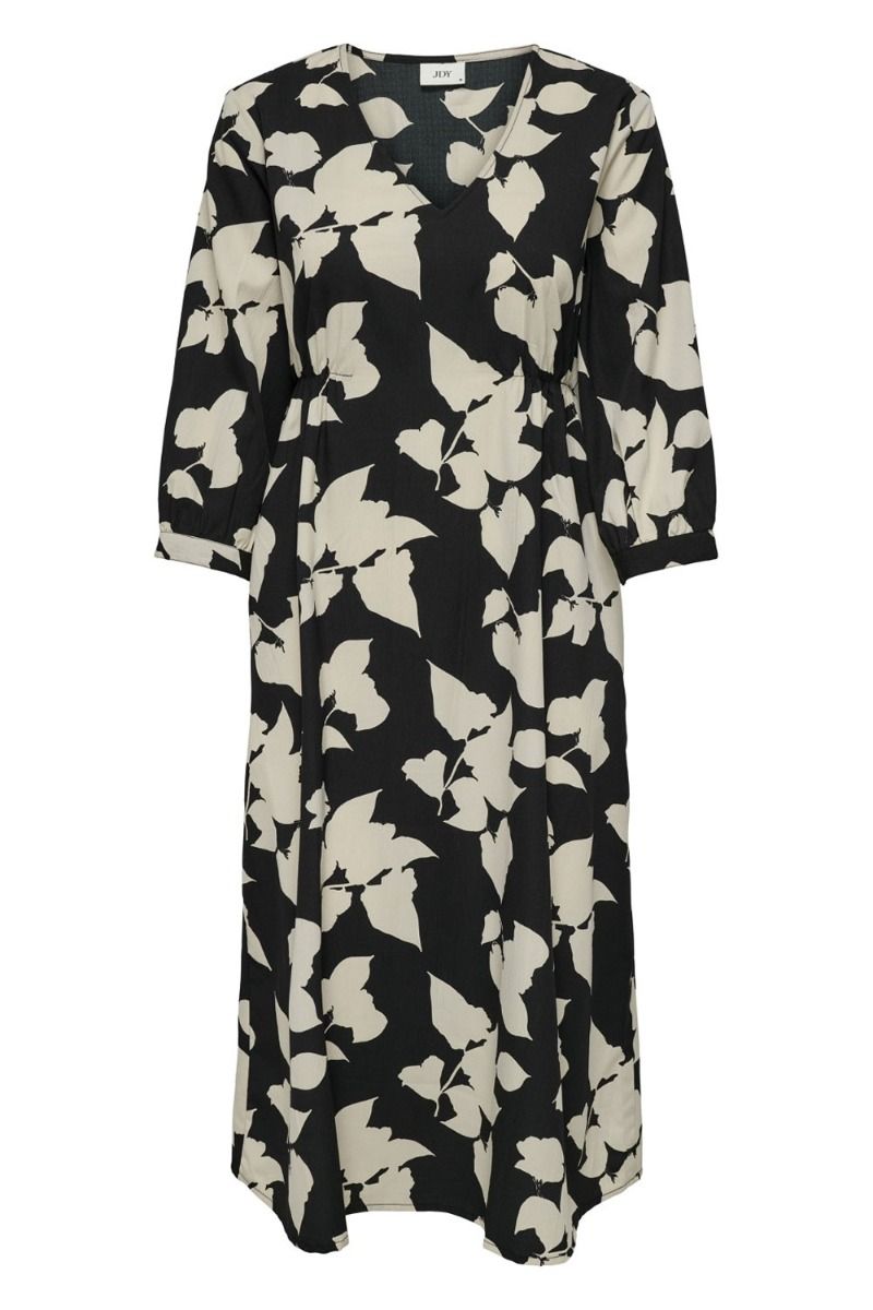 JDY - Kjole - JDY Thilda 3/4 V-Neck Dress - Black/White