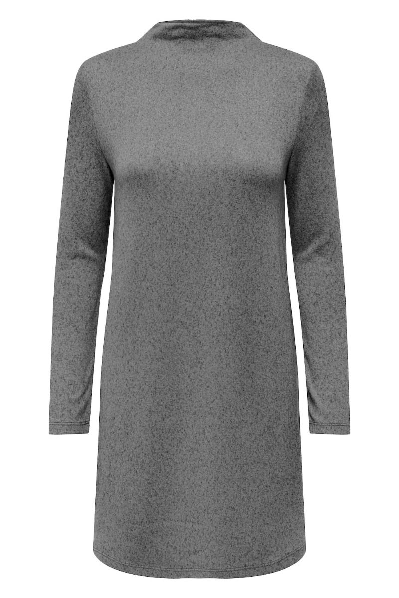 JDY - Kjole - JDY Tonsy L/S Funnel Dress - Dark Grey Melange