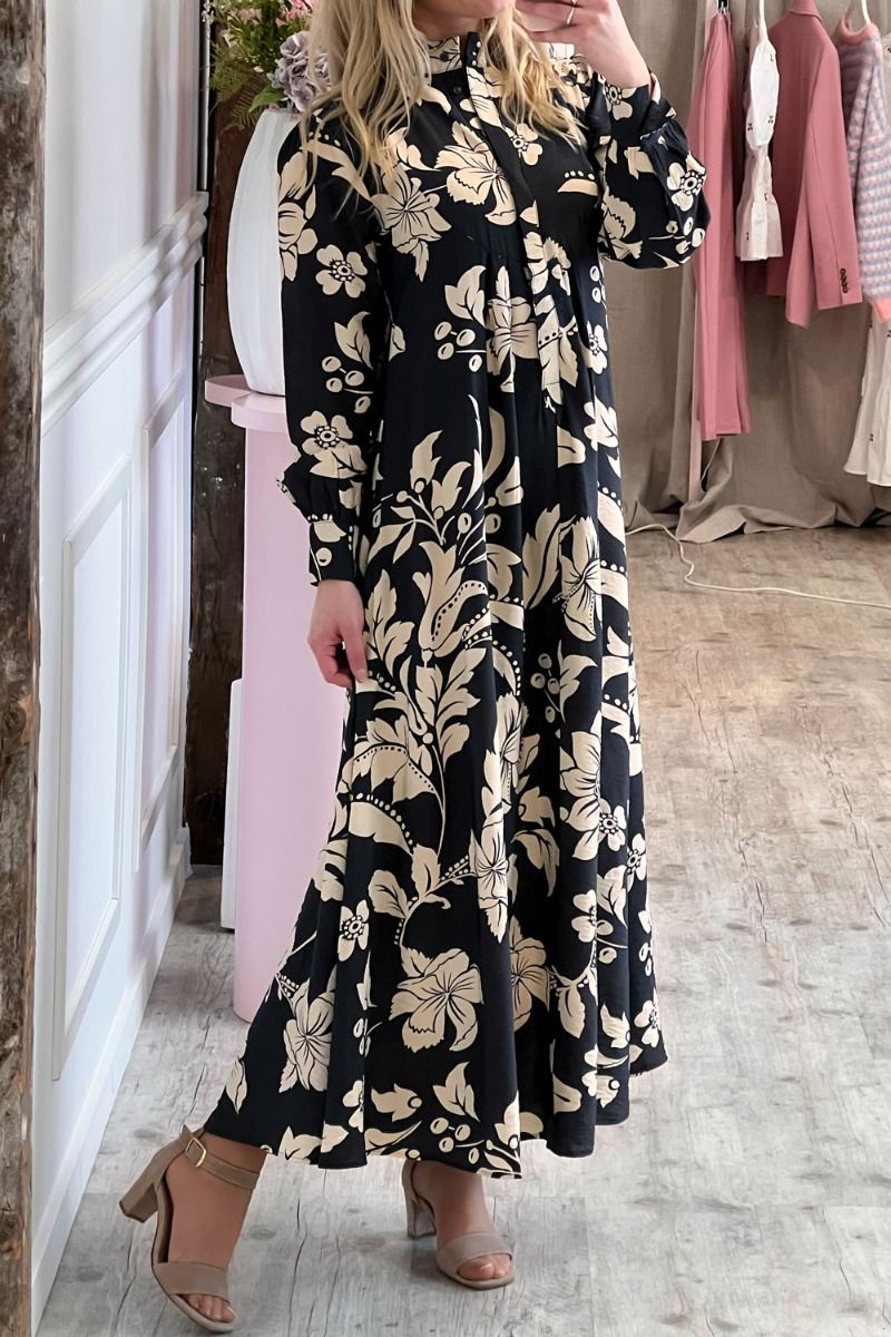 JDY - Kjole - Troya Life L/S Maxi Dress - Creme Flowers 