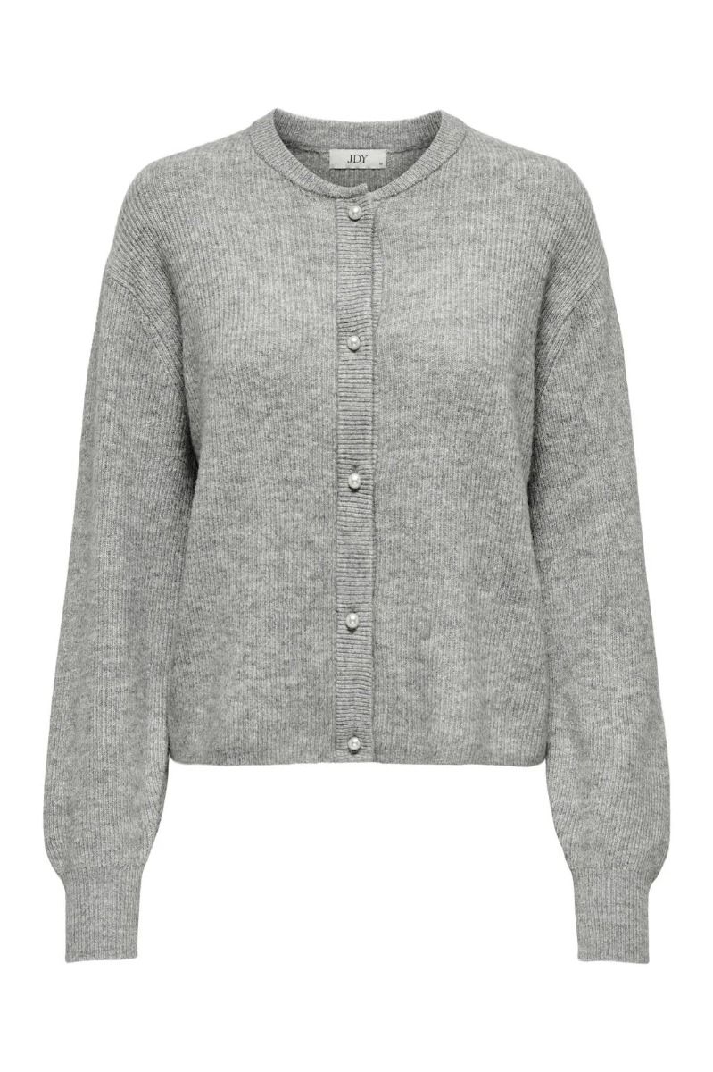 JDY - Cardigan - Jdy Lumi Life L/S Button Cardiga - Medium Grey Melange
