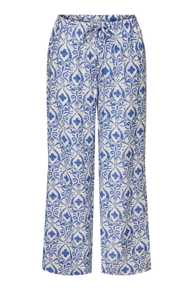 JDY - Bukser - May Life Mw Wide Pant - Birch/Blue Ikat