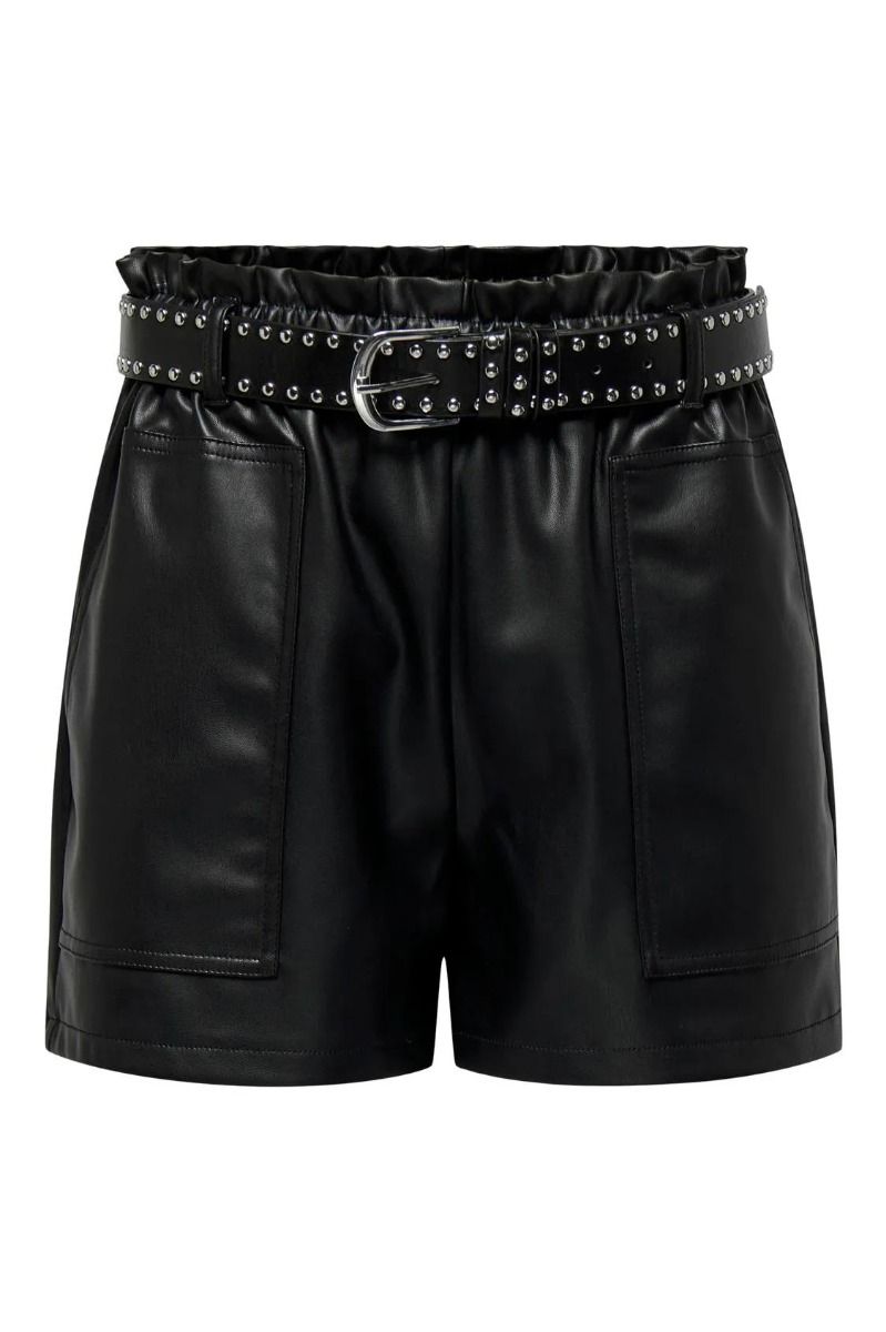 JDY - Shorts - JDY Maya Hw Belted Pu Shorts - Black