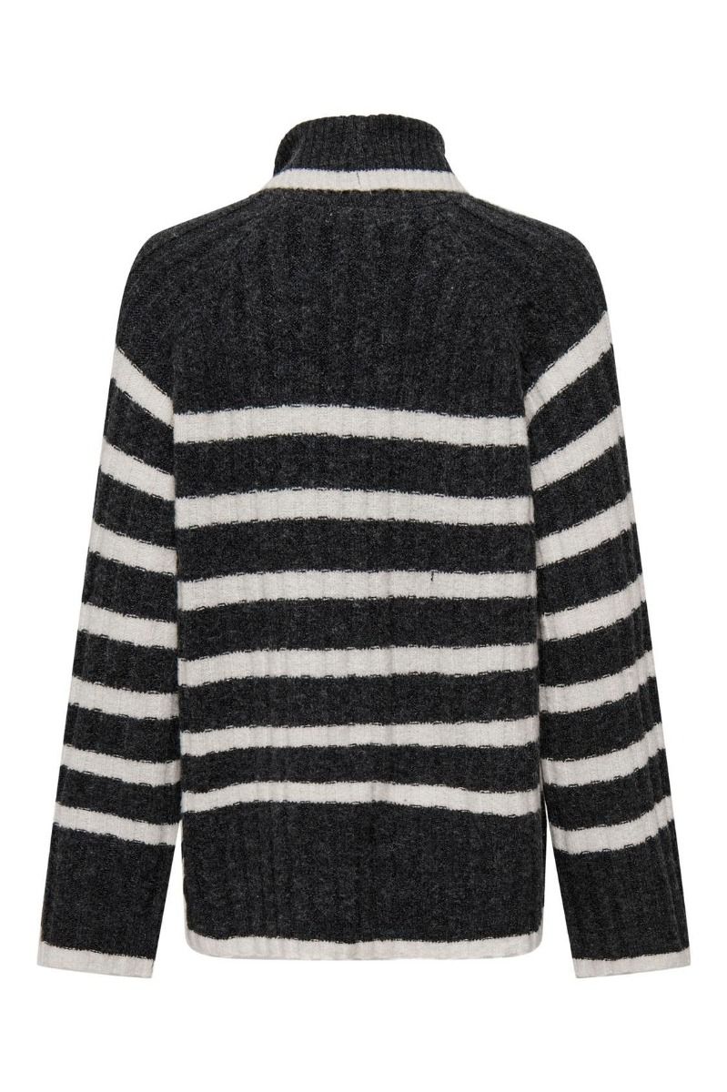 Jdy - Strik - JDY Miley L/S Long Stripe Pullov KNT NOOS - Dark Grey Melange W. BIRCH MEL STRIPES