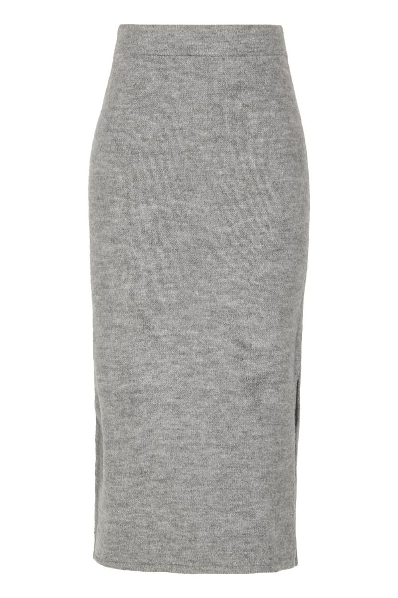 JDY - Nederdel - JDY Libby MW Long Slit Skirt - Medium Grey Melange
